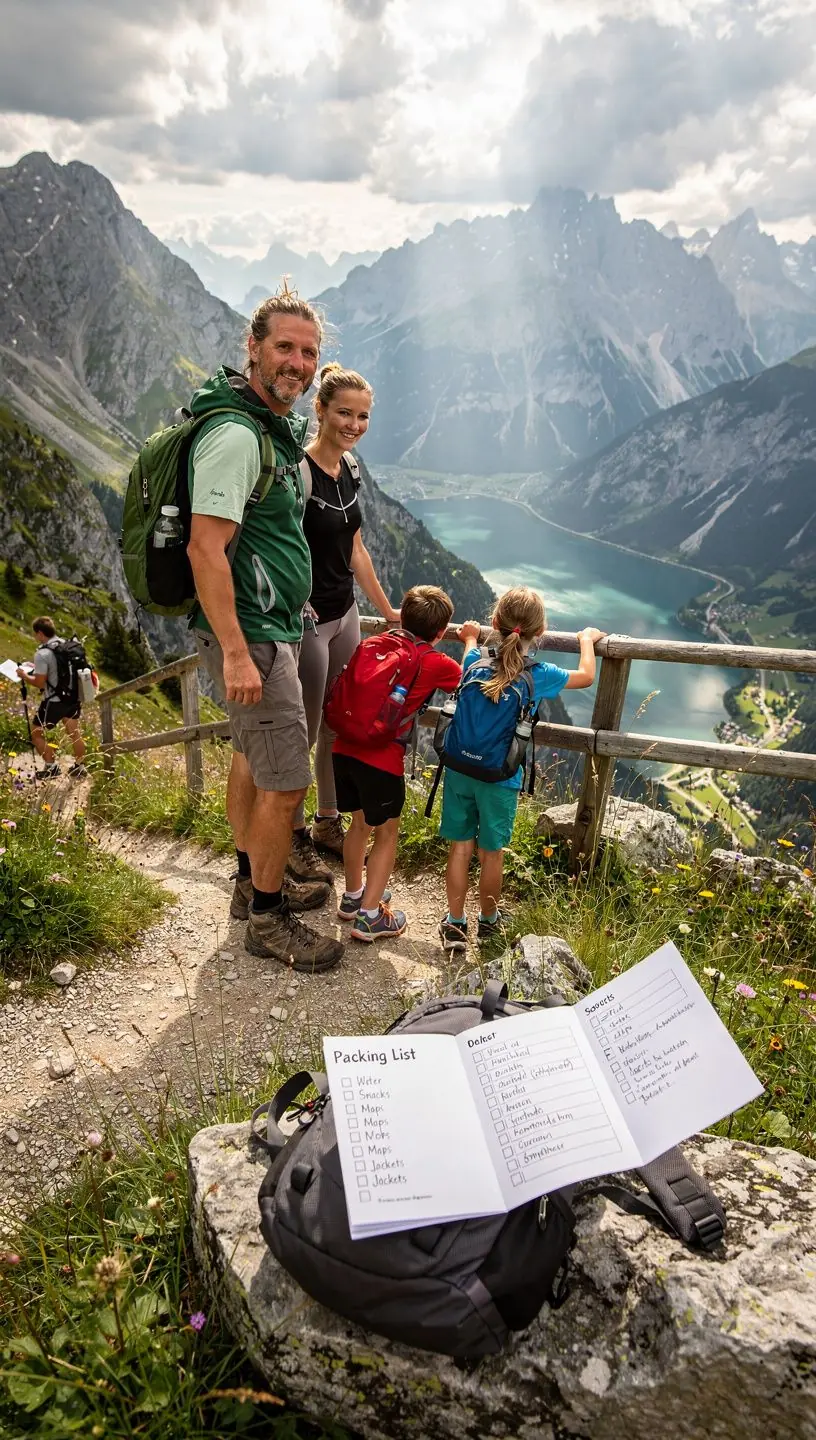 Eine detaillierte Packliste für einen Ausflug in die Natur mit notwendigen Utensilien.